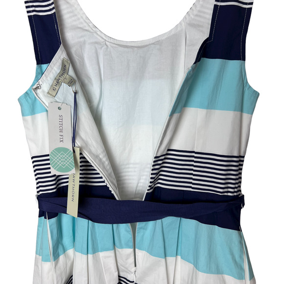 41 Hawthorn Size S Stripe Sleeveless Knee Dress Tie Waist Fit & Flare Lined NWT - Picture 8 of 16